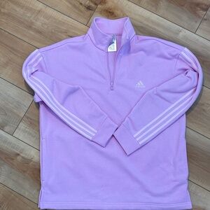 adidas Pastel Purple/pink with stripes on sleeves 3-Stripe Quarter-Zip Pullover